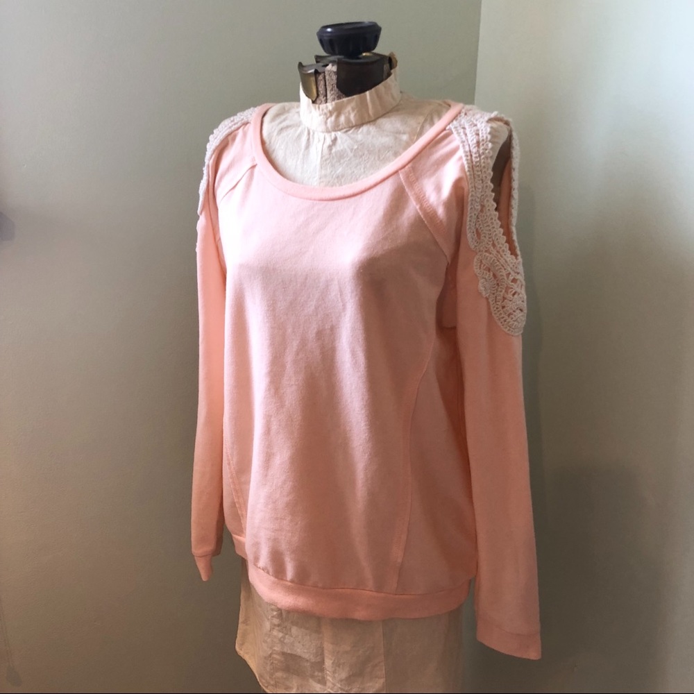 Cold shoulder lace sweatshirt